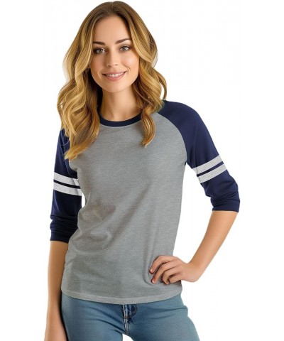 Raglan Baseball Tee Shirts - Soft Sports Jersey 3/4 Sleeve Shirts for Women Heather Gray & Navy Striped Raglan $9.68 T-Shirts