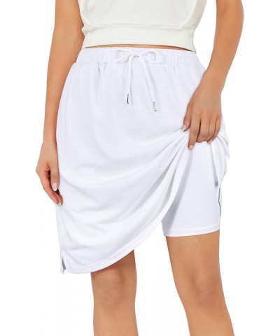 Tennis Skirts for Women with Pockets Athletic Knee Length Golf Casual Skorts Shorts Sports Drawstring Waist Skirt White $12.2...