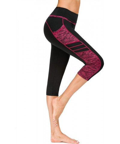 Women's High Waist Yoga Pants with Pockets,Workout Running Yoga Leggings for Women Bk/Rose $12.50 Activewear