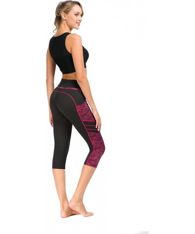 Women's High Waist Yoga Pants with Pockets,Workout Running Yoga Leggings for Women Bk/Rose $12.50 Activewear