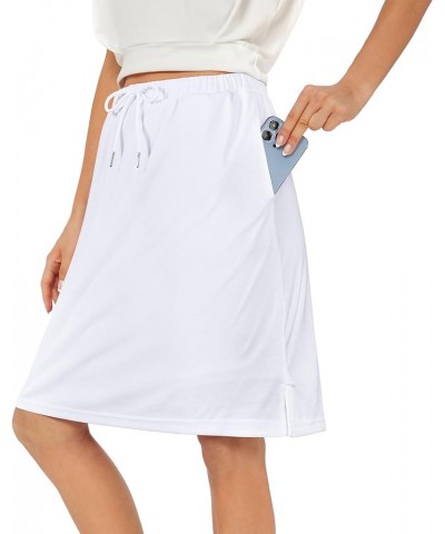 Tennis Skirts for Women with Pockets Athletic Knee Length Golf Casual Skorts Shorts Sports Drawstring Waist Skirt White $12.2...