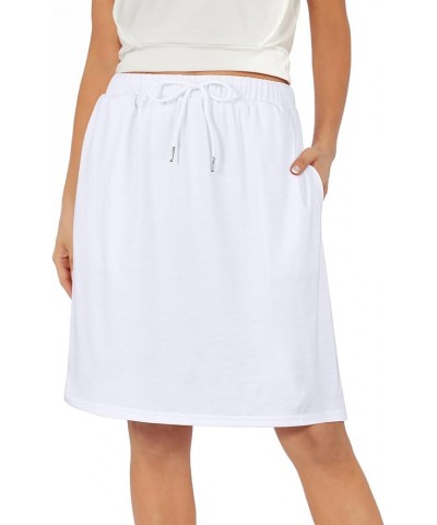 Tennis Skirts for Women with Pockets Athletic Knee Length Golf Casual Skorts Shorts Sports Drawstring Waist Skirt White $12.2...