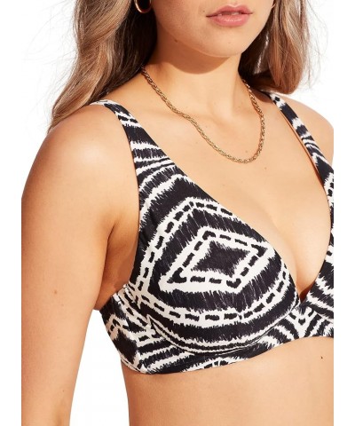 Women's Dd Cup Fixed Triangle Bikini Top Swimsuit Zanzibar Black $35.46 Swimsuits