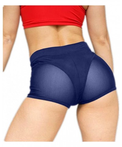 Women’s Yoga Booty Shorts High Waist Workout Gym Dance Hot Pants Style-3 Blue $9.12 Shorts