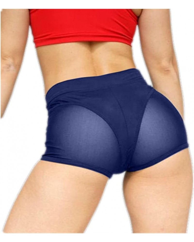 Women’s Yoga Booty Shorts High Waist Workout Gym Dance Hot Pants Style-3 Blue $9.12 Shorts