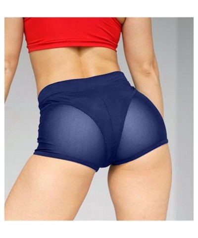 Women’s Yoga Booty Shorts High Waist Workout Gym Dance Hot Pants Style-3 Blue $9.12 Shorts