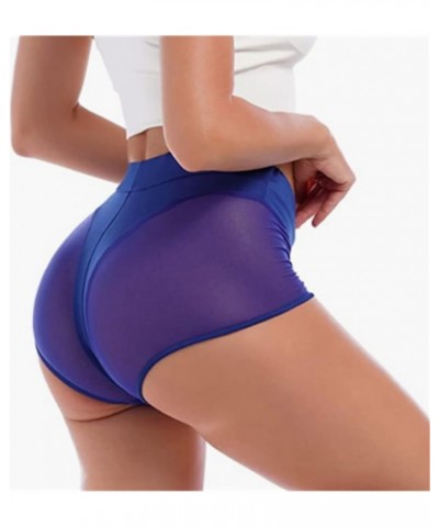 Women’s Yoga Booty Shorts High Waist Workout Gym Dance Hot Pants Style-3 Blue $9.12 Shorts