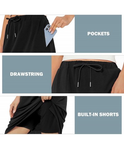 Tennis Skirts for Women with Pockets Athletic Knee Length Golf Casual Skorts Shorts Sports Drawstring Waist Skirt White $12.2...