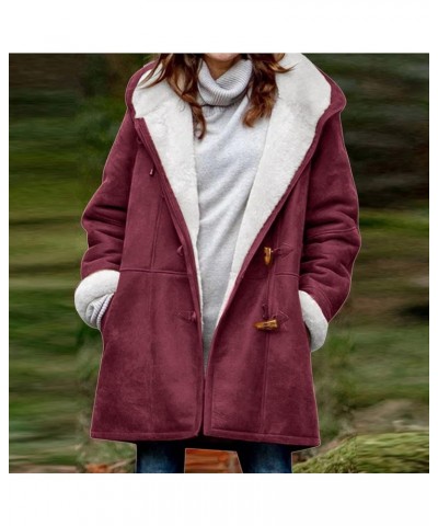 Fur Coats for Women Faux Women’s Fleece Sweatshirt Jacket - Full Zip Sherpa Jacket Coat for Women 02-wine $17.22 Jackets