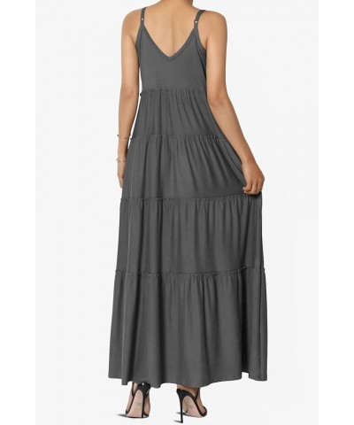 Women's Casual Summer Ruffle Tiered V-Neck Cami Long Maxi Dress w Pocket Vacation Sundress Ash Grey Brushed Dty $20.13 Dresses