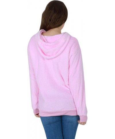 Womens Long Sleeves Fluffy Fleece Pullover Zip Up Hooded Sweatshirt Hoodie with Pockets Pink $16.11 Hoodies & Sweatshirts