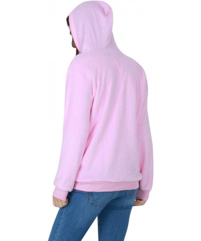 Womens Long Sleeves Fluffy Fleece Pullover Zip Up Hooded Sweatshirt Hoodie with Pockets Pink $16.11 Hoodies & Sweatshirts