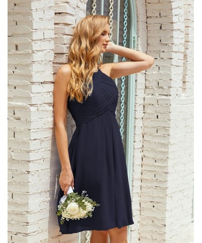 Halter Chiffon Bridesmaid Dress Short Cocktail Formal Homecoming Dresses for Juniors Dark Navy $43.70 Dresses