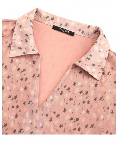 Womens 3/4 Sleeve Mesh Blouses Double Layers Tops Casual V Neck Floral Shirts Multi Pink $10.56 Tops