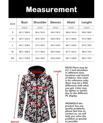 Women Reversible Lightweight Jacket Casual Windbreaker Outerwear Waterproof Outdoor Printed Raincoat Black $22.55 Coats