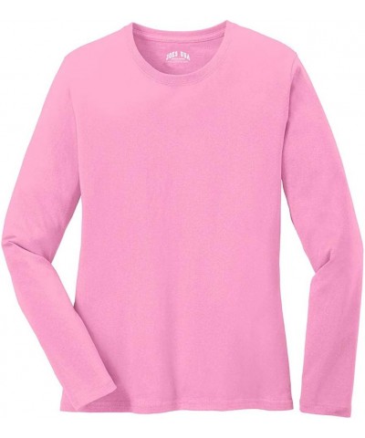 Ladies Long Sleeve 5.4-oz 100% Cotton T-Shirts in 13 Colors. XS-4XL Candy Pink $11.65 Activewear