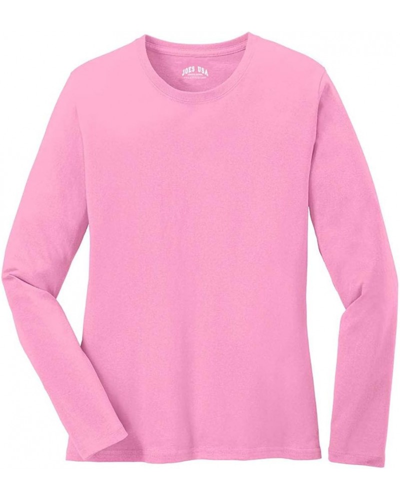 Ladies Long Sleeve 5.4-oz 100% Cotton T-Shirts in 13 Colors. XS-4XL Candy Pink $11.65 Activewear