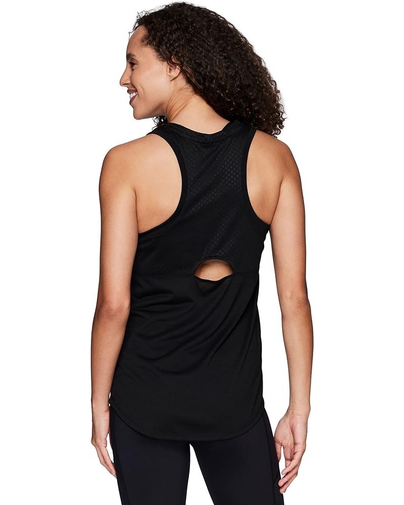 Active Women's Sleeveless Athletic Performance Running Workout Yoga Tank Top with Mesh Ventilation Heather Mesh Black $12.14 ...