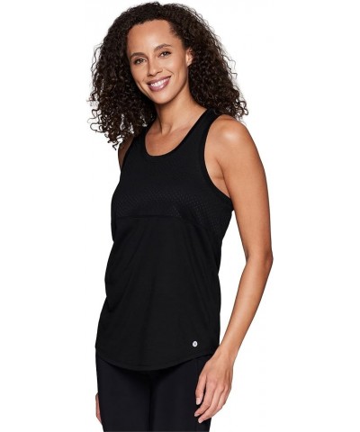 Active Women's Sleeveless Athletic Performance Running Workout Yoga Tank Top with Mesh Ventilation Heather Mesh Black $12.14 ...