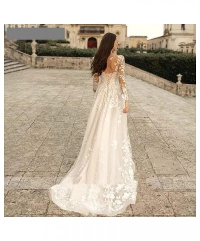 Women's Wedding Dresses for Bride 2024 Sexy V Neck Slit Lace Bridal Wedding Gowns for Bride YJ010 Style 14-ivory $57.60 Dresses