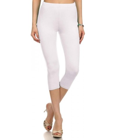 Women's High Waist Solid Microfiber Ultra Soft Capri Leggings (One Size) White $10.61 Leggings