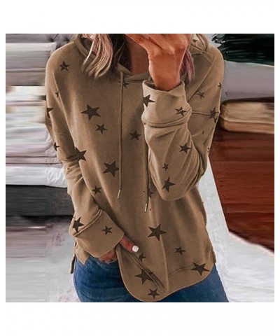 Sweatshirts for Women Fall Fashion 2023 Casual Crewneck Long Sleeve Pullover Loose Fit Stripe Print Tops Y2k Clothes B Khaki ...