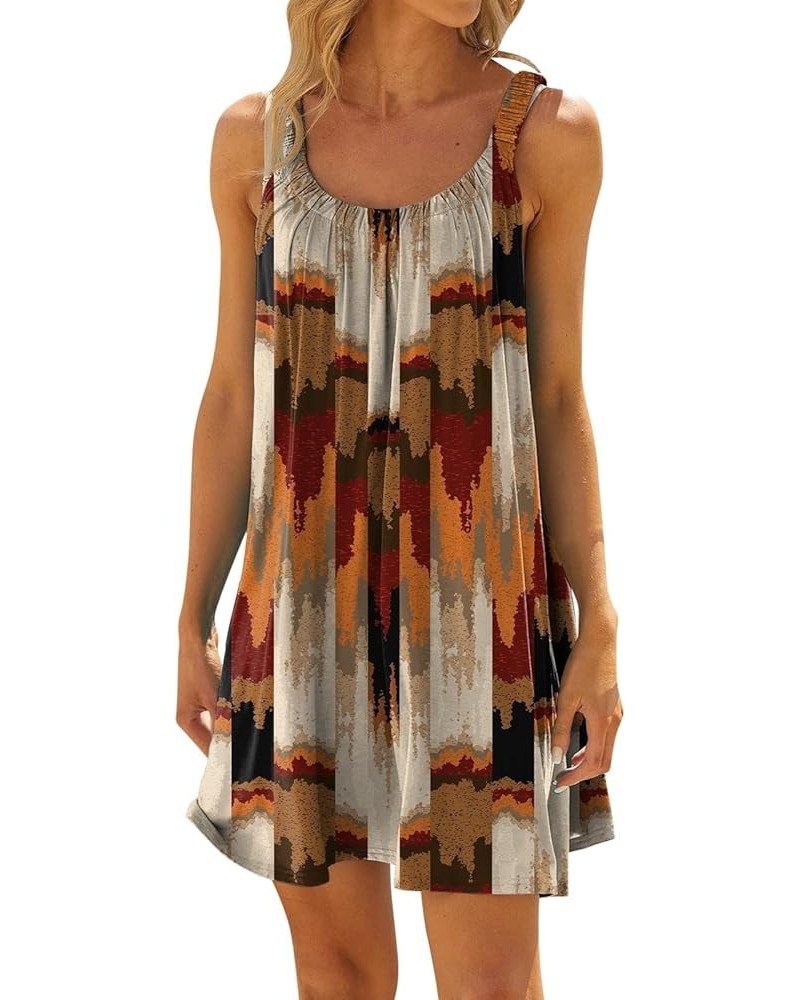 Women's Beach Dresses Fashion Summer Casual Print Sleeveless Cute Mini Sling Dress Sundresses for Women 2023 1-brown $9.61 Dr...