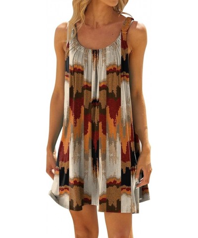 Women's Beach Dresses Fashion Summer Casual Print Sleeveless Cute Mini Sling Dress Sundresses for Women 2023 1-brown $9.61 Dr...