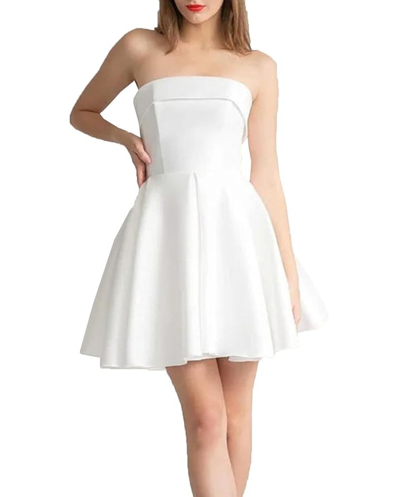 Women's Short Satin Homecoming Dresses Strapless Prom Dresses Ivory a $18.54 Dresses