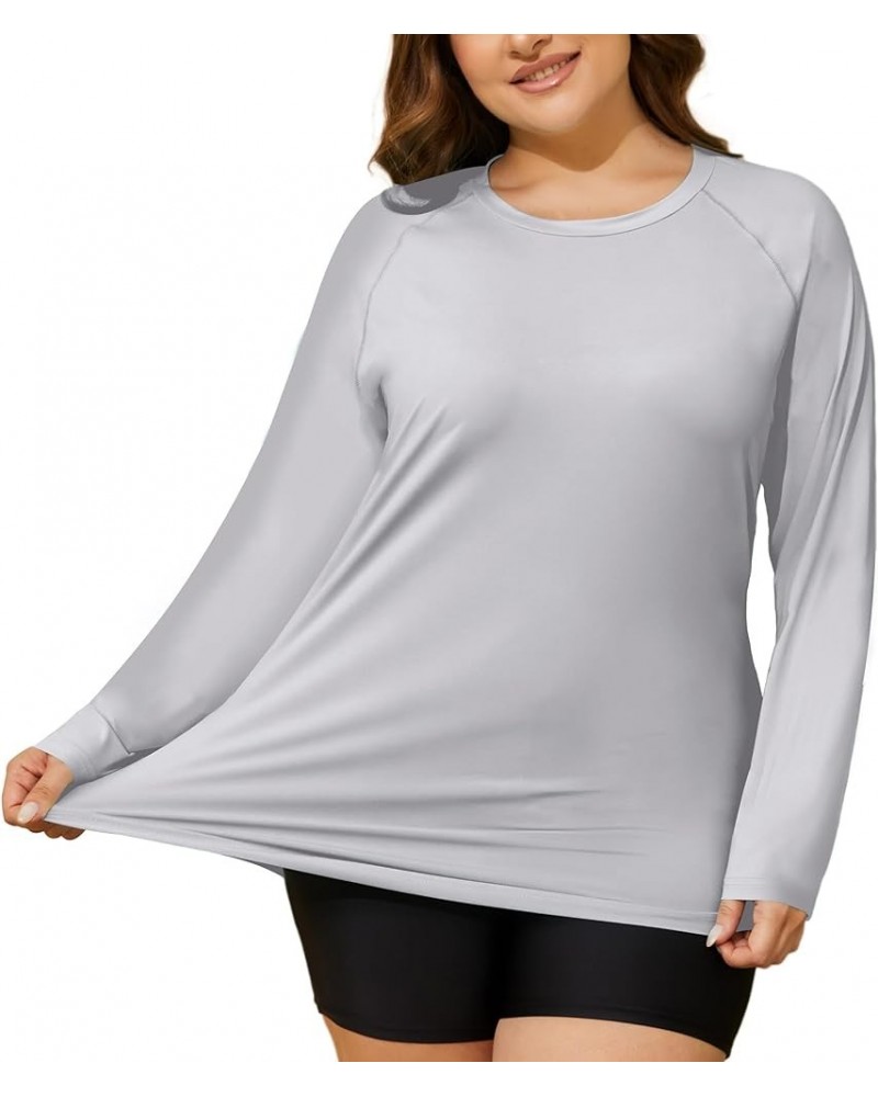 Women's Plus Size Sun Shirts UPF 50+ UV Protection Long Sleeve Rash Guard Quick Dry Workout Hiking Fishing Swim Shirt Grey $1...