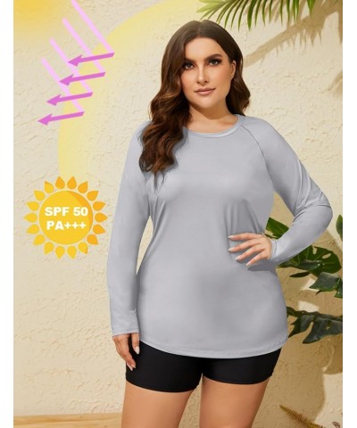 Women's Plus Size Sun Shirts UPF 50+ UV Protection Long Sleeve Rash Guard Quick Dry Workout Hiking Fishing Swim Shirt Grey $1...