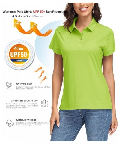 Women's Polo Shirts UPF 50+ Sun Protection 4 Buttons Casual Work Quick Dry Short Sleeve Collared Golf Shirt F Green $15.29 Sh...