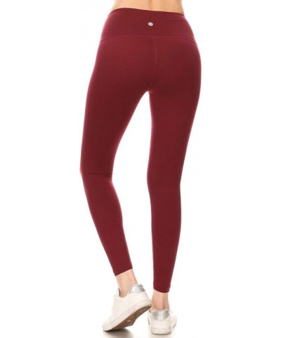 Women's High Waist Workout Leggings Tummy Control Active Yoga Pants 7/8 Length Burgundy $9.00 Activewear