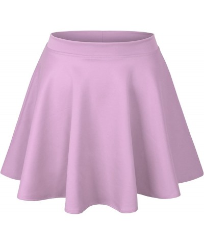 Womens Basic Solid Versatile Stretchy Flared Casual Mini Skater Skirt 223_lavender $14.99 Others