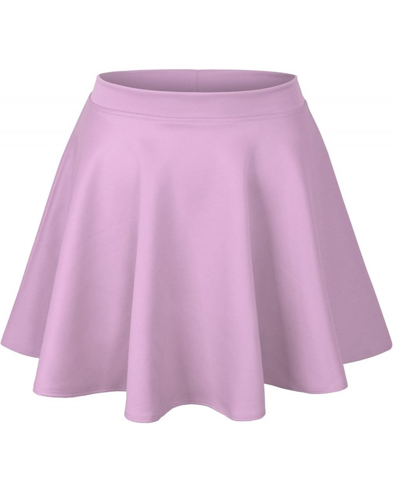 Womens Basic Solid Versatile Stretchy Flared Casual Mini Skater Skirt 223_lavender $14.99 Others