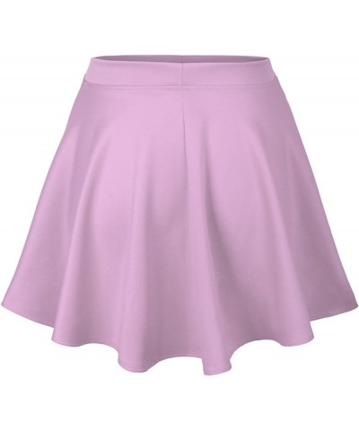 Womens Basic Solid Versatile Stretchy Flared Casual Mini Skater Skirt 223_lavender $14.99 Others