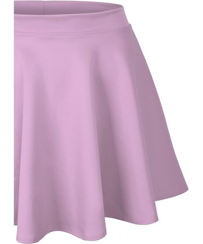 Womens Basic Solid Versatile Stretchy Flared Casual Mini Skater Skirt 223_lavender $14.99 Others