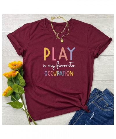 Women Summer Tops Graphic Tees Wine Red $10.25 T-Shirts