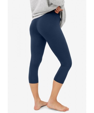 Women's Plus Size Knit Capri Leggings Navy $13.92 Others