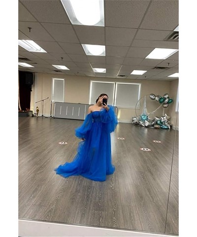 Puffy Sleeve Prom Dresses Long Sweetheart Tulle Split Backless Ball Gowns for Women Formal 2023 Aqua $43.67 Dresses