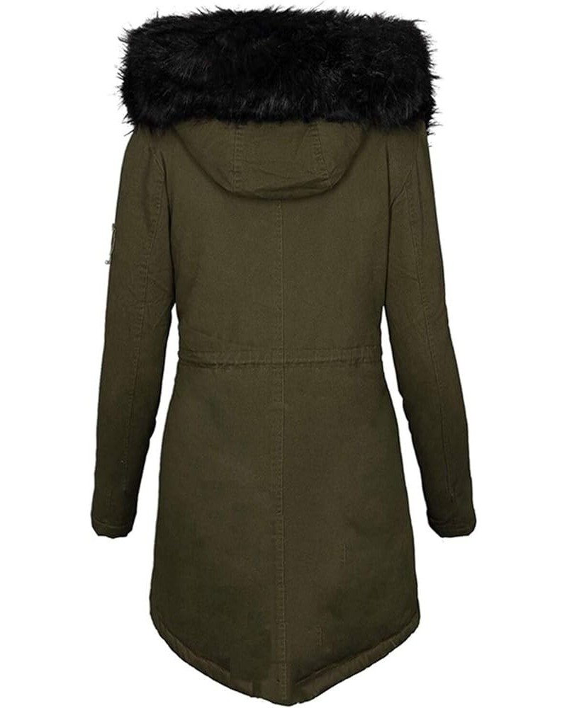 Women Oversized Fleece Lined Raincoat Casual Winter Slim Women's Coat Outdoor Warm Rain Jacket Rain Jacket Womens Army Green-...