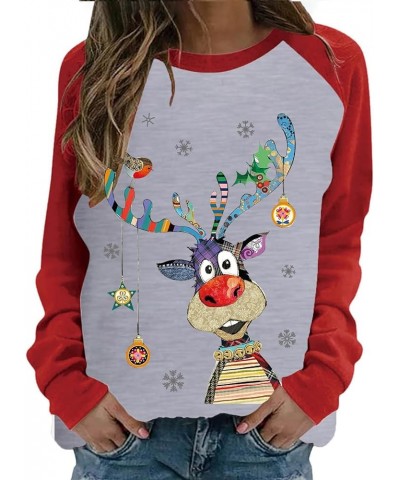 Ugly Christmas Sweater for Women 2023 Cute Reindeer Print Pullover Long Sleeve Tops Funny Novelty Xmas Crewneck Sweatshirts B...