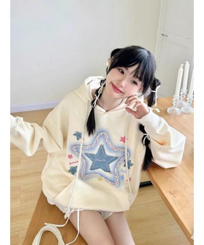 Kawaii Preppy Star Hoodie Harajuku Embroidery Star Graphic Aesthetic Y2k Cutecore Pocket Casual Grunge Streetwear $20.68 Hood...