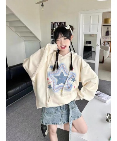 Kawaii Preppy Star Hoodie Harajuku Embroidery Star Graphic Aesthetic Y2k Cutecore Pocket Casual Grunge Streetwear $20.68 Hood...