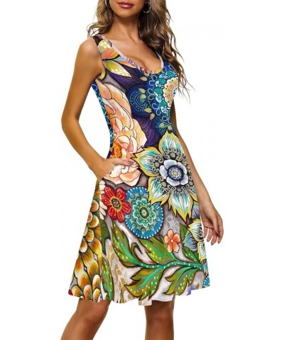 Women' s Casual Dresses Lightweight Sleeveless Dress with Pockets Size XS-4XL Soft Tank Dresses for Girls Mandala Flower $15....