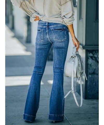 Women's Flare Bell Bottom Jeans High Waisted Wide Leg Bootcut Jeans Stretchy Denim Pants Bb009-dark Blue $24.50 Jeans