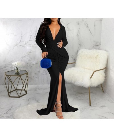 Womens Casual Solid Cocktail Party Dress Sexy Off Shoulder Ruffle Dress Elegant Evening Prom Gown Maxi Dresses Eblack $28.79 ...