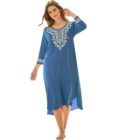 Women's Plus Size Embroidered Cover Up Electric Iris $28.37 Swimsuits