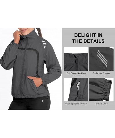 Women Lightweight Running Jacket 2 Pieces Set, Full Zip Track Sports Suits for Cycling, UV Protection Gray $31.94 Activewear