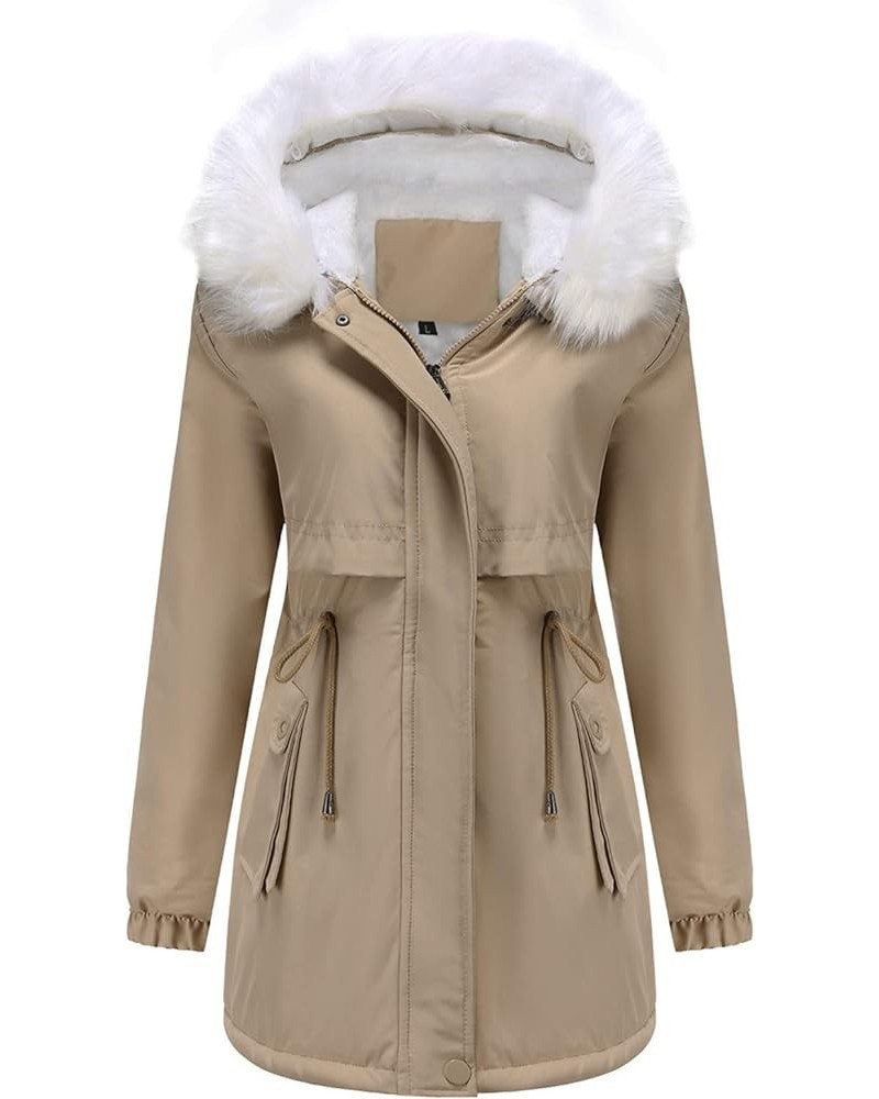 Womens Winter Long Coat Warm Thickened Puffer Down with Plush Collar Outerwear Full Zip Hooded Jackets with Pockets Winter Co...